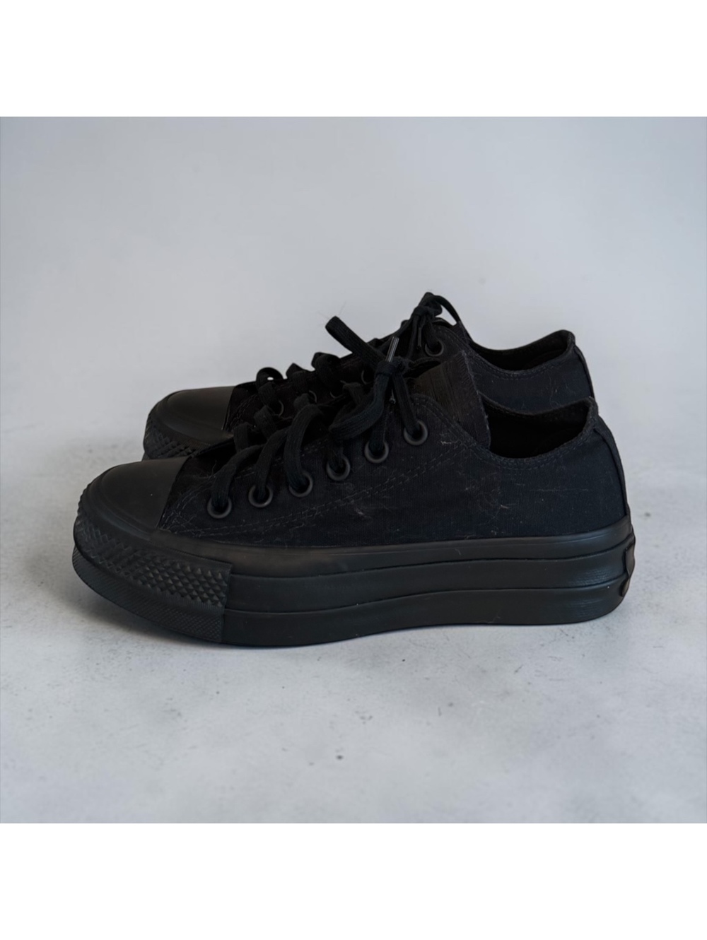 Converse Chuck Taylor All Star Platform Low "Triple Black" - Women’s Size 7